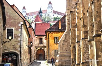 Old Town with Bratislava Castle as the background. Location: Bratislava, Slovakia. Camera: Canon 600D